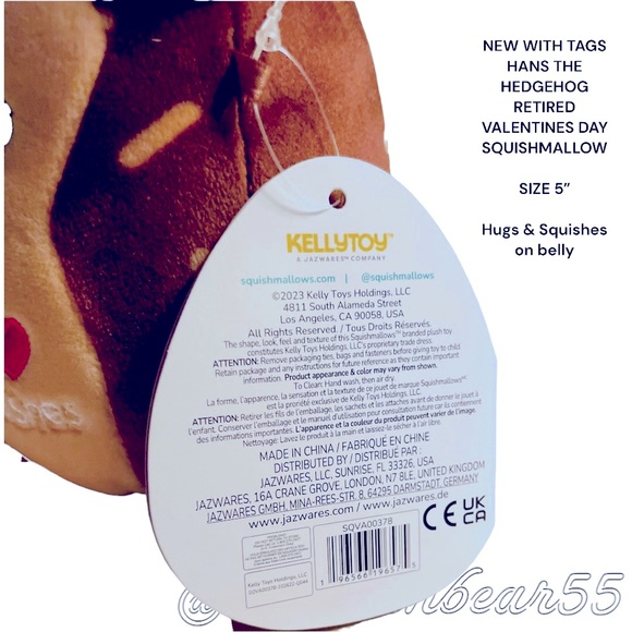 NEW W/TAGS HANS THE HEDGEHOG SPECIAL VALENTINES DAY EDITION RETIRED SQUISHMALLOW - Picture 7 of 7